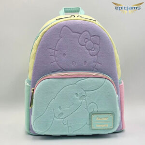 Loungefly SDCC Hello Kitty & Friends Color Block Terry Cloth Mini Backpack New